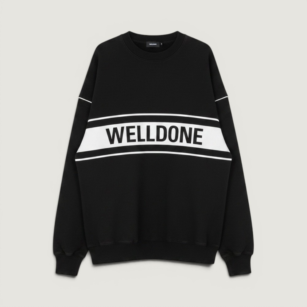 WE11DONE Sweatshirt Reflective Logo Bar Black One Size